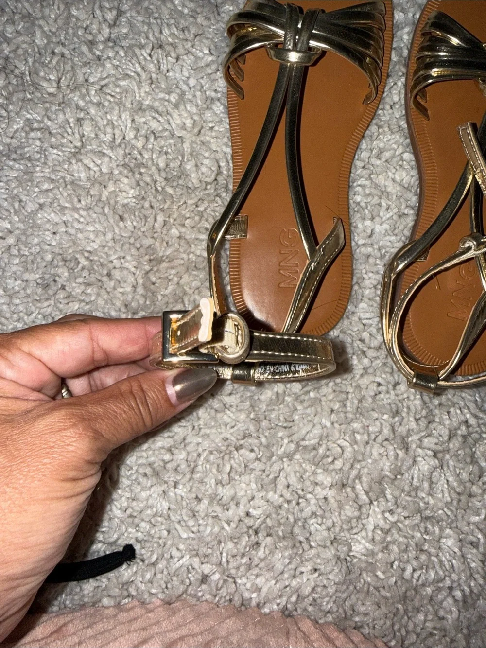 Mango Gold Strappy Flat Sandals -  Kids